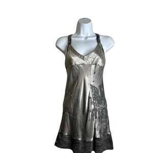 PrimEvil Women's Metallic Goth Logo Shirt Dress Screaming Vamp Size Small